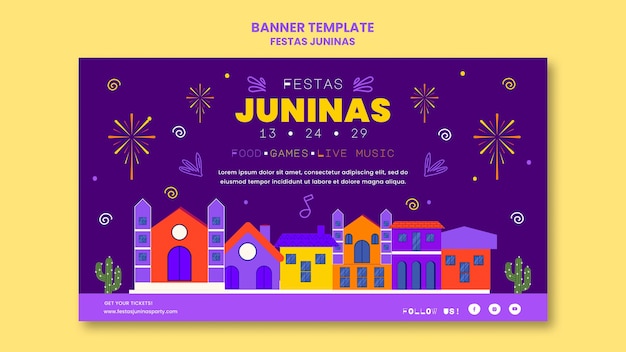 PSD gratuit modèle de bannière horizontale festas juninas