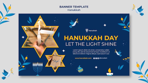 PSD gratuit modèle de bannière horizontale festive de hanoucca
