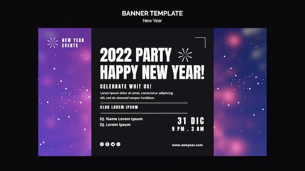 PSD gratuit modèle de bannière horizontale de fête du nouvel an