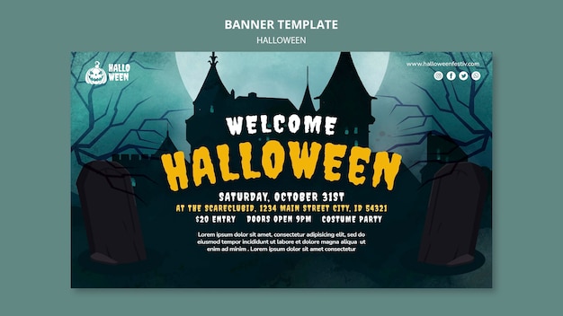 PSD gratuit modèle de bannière horizontale de fête d'halloween