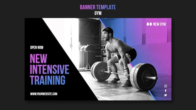 Modèle de bannière horizontale de gym