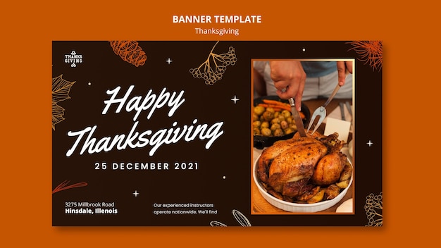 PSD gratuit modèle de bannière horizontale happy thanksgiving