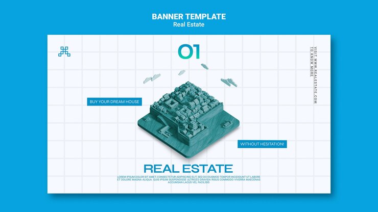PSD gratuit modèle de bannière horizontale immobilière