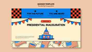 PSD gratuit modèle de bannière horizontale d'inauguration présidentielle américaine