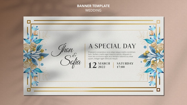 PSD gratuit modèle de bannière horizontale d'invitation de mariage