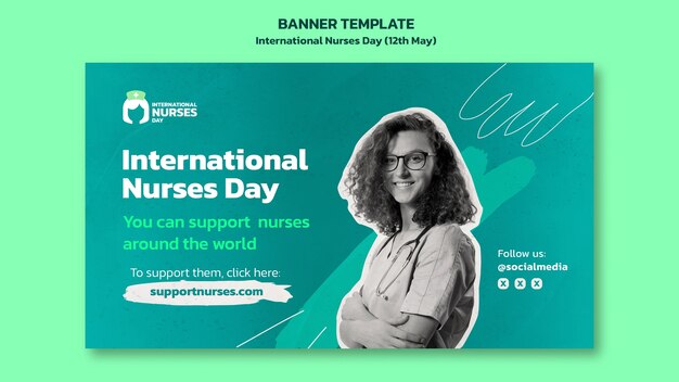 Modèle de bannière horizontale de la journée internationale des infirmières