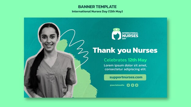 Modèle de bannière horizontale de la journée internationale des infirmières