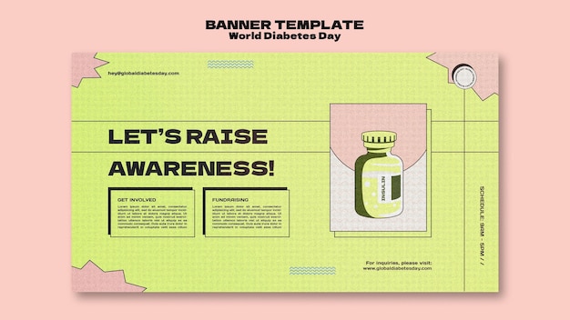 PSD gratuit modèle de bannière horizontale de la journée mondiale du diabète créative