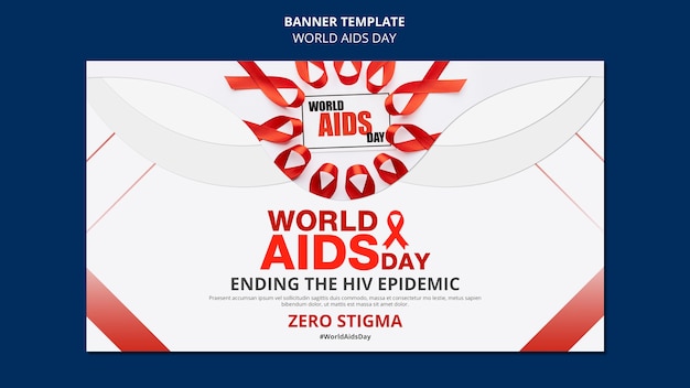 Modèle de bannière horizontale de la journée mondiale du sida