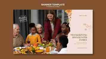 PSD gratuit modèle de bannière horizontale joyeux jour de thanksgiving