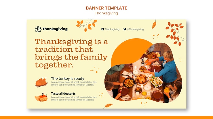 PSD gratuit modèle de bannière horizontale joyeux jour de thanksgiving