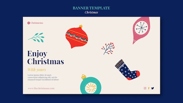 Modèle de bannière horizontale joyeux Noël