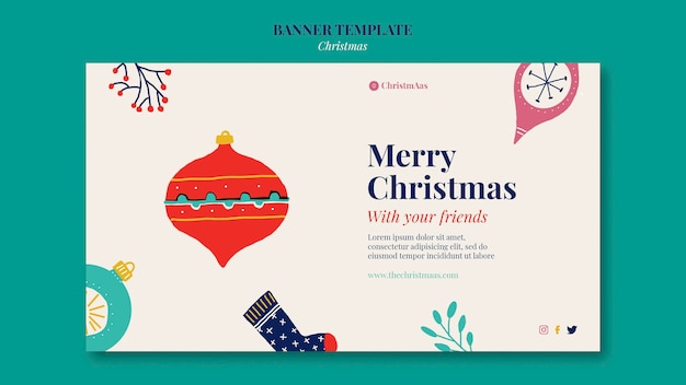 Modèle de bannière horizontale joyeux Noël