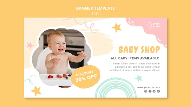 PSD gratuit modèle de bannière horizontale de magasin de bébé