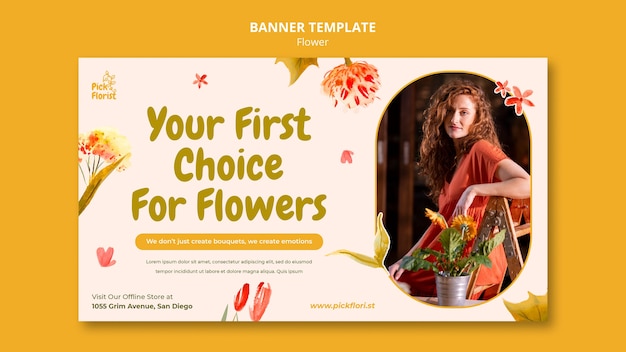 PSD gratuit modèle de bannière horizontale de magasin de fleurs