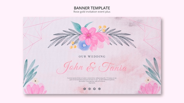 Modèle de bannière horizontale de mariage floral