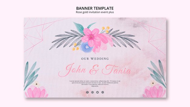 Modèle de bannière horizontale de mariage floral