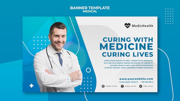 Modèle de bannière horizontale médicale