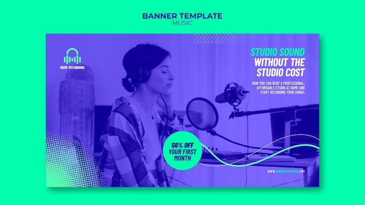 PSD gratuit modèle de bannière horizontale de musique