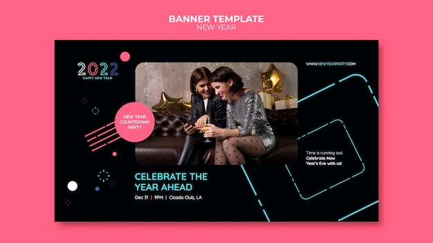 PSD gratuit modèle de bannière horizontale de nouvel an festif