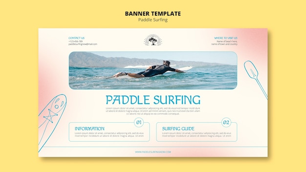 Modèle de bannière horizontale de paddle surf