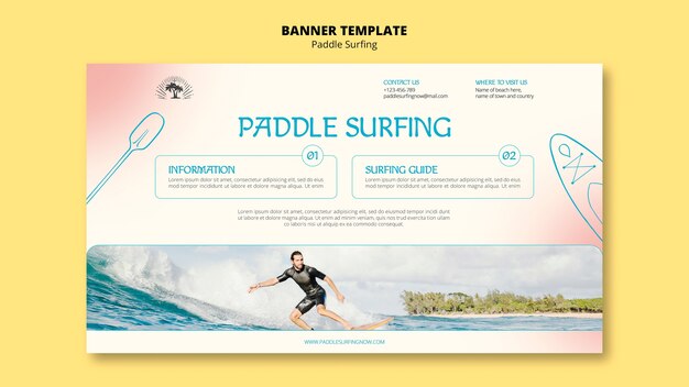 Modèle de bannière horizontale de paddle surf