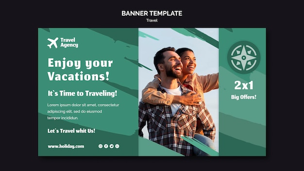 PSD gratuit modèle de bannière horizontale pour agence de voyages