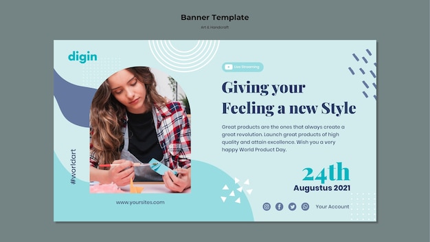 Modèle de bannière horizontale pour l'art et l'artisanat