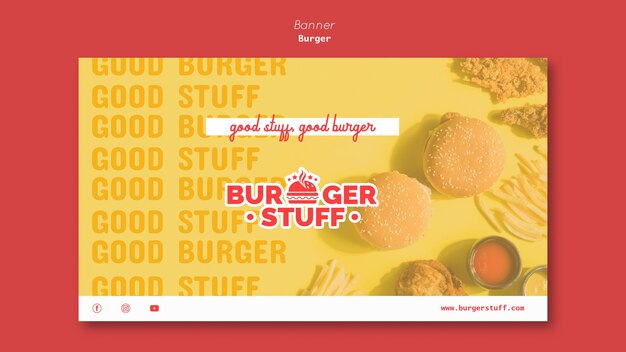 Modèle de bannière horizontale pour burger diner