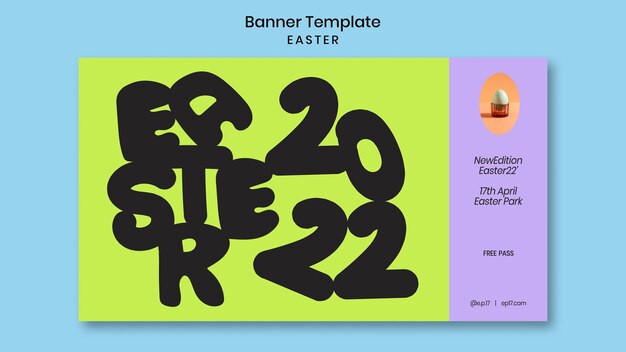 Modèle de bannière horizontale pour la célébration de pâques