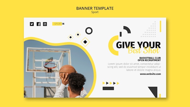 PSD gratuit modèle de bannière horizontale pour club de basket