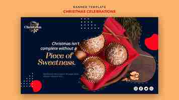 PSD gratuit modèle de bannière horizontale pour les desserts traditionnels de noël