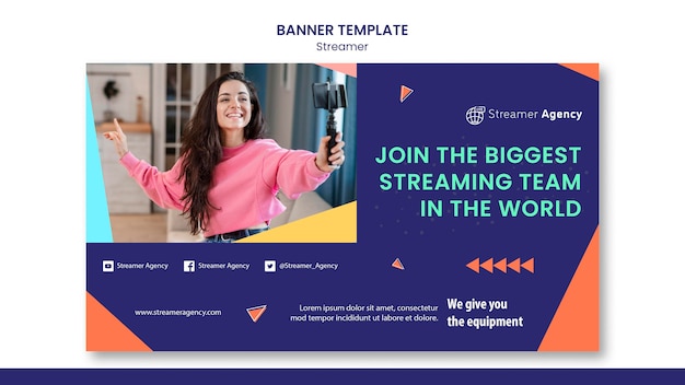 PSD gratuit modèle de bannière horizontale pour diffuser du contenu en ligne