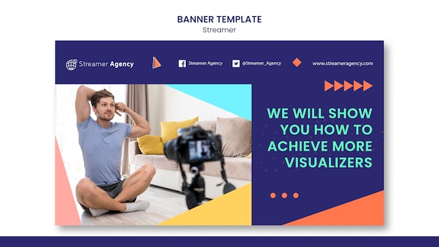 Modèle de bannière horizontale pour diffuser du contenu en ligne