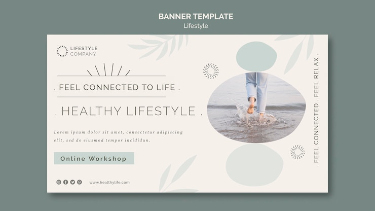 PSD gratuit modèle de bannière horizontale pour une entreprise de mode de vie sain