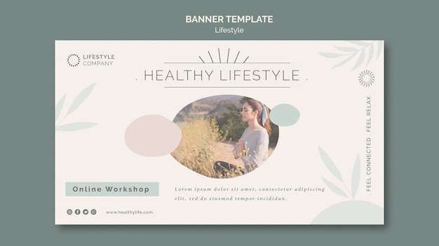 PSD gratuit modèle de bannière horizontale pour une entreprise de mode de vie sain