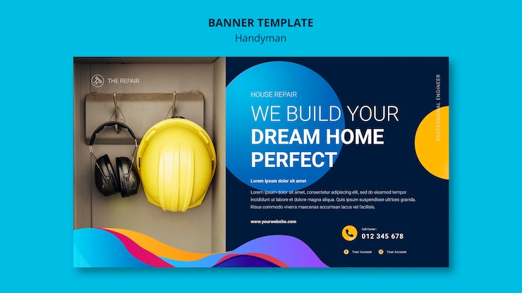 PSD gratuit modèle de bannière horizontale pour entreprise offrant des services de bricoleur