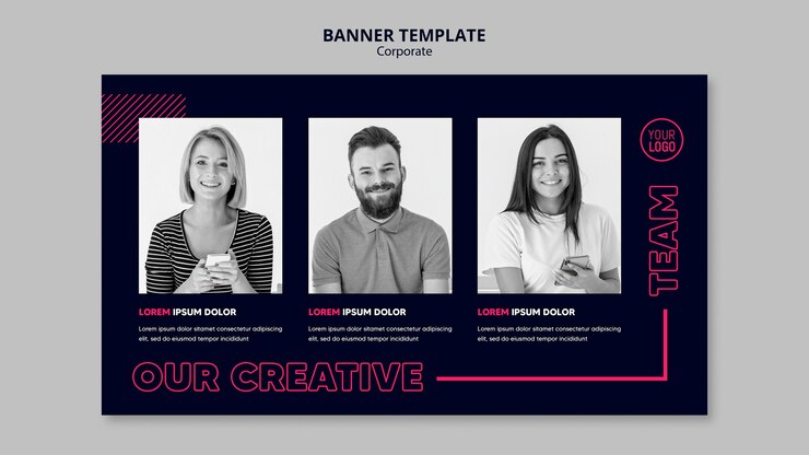 PSD gratuit modèle de bannière horizontale pour l'équipe commerciale