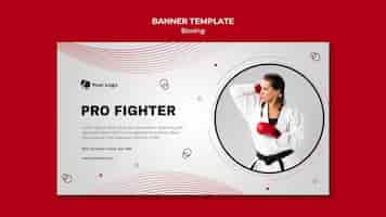 PSD gratuit modèle de bannière horizontale pour la formation de boxe