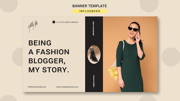 PSD gratuit modèle de bannière horizontale pour influenceur de mode sur les réseaux sociaux