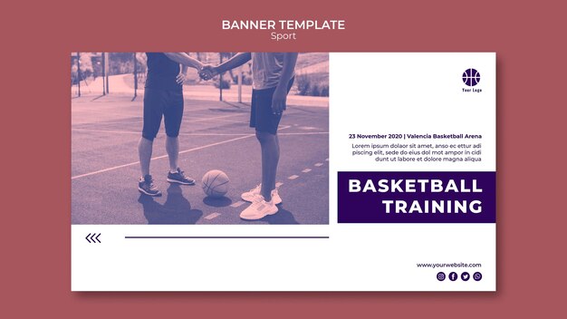 PSD gratuit modèle de bannière horizontale pour jouer au basket