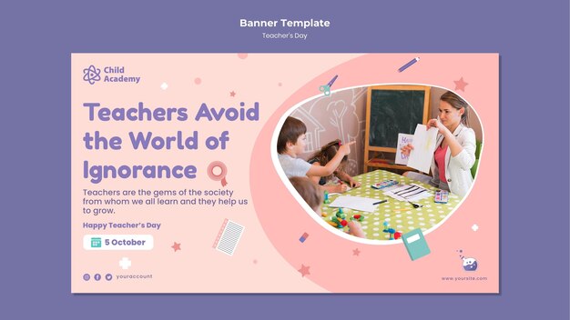 Modèle de bannière horizontale pour la journée des enseignants