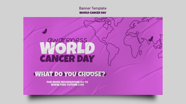 Modèle de bannière horizontale pour la journée mondiale du cancer