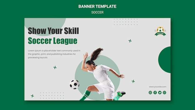 PSD gratuit modèle de bannière horizontale pour la ligue de football féminin