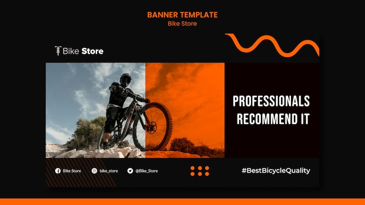 PSD gratuit modèle de bannière horizontale pour magasin de vélos