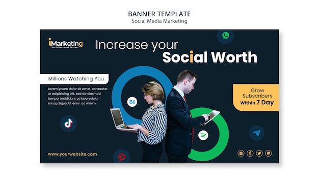 PSD gratuit modèle de bannière horizontale pour le marketing des médias sociaux