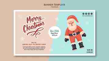 PSD gratuit modèle de bannière horizontale pour noël avec le père noël