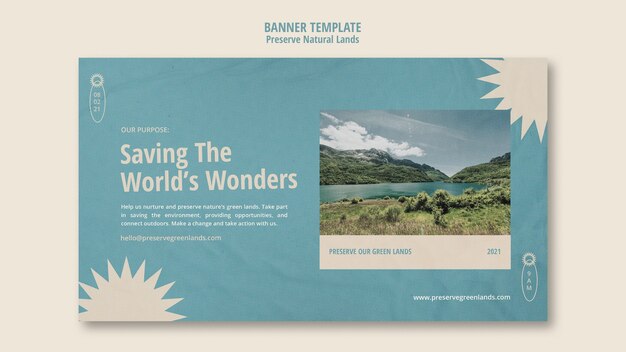 Modèle de bannière horizontale pour la préservation de la nature avec paysage