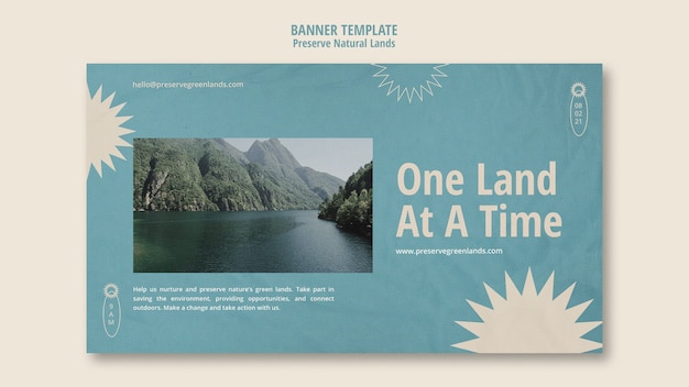 Modèle de bannière horizontale pour la préservation de la nature avec paysage