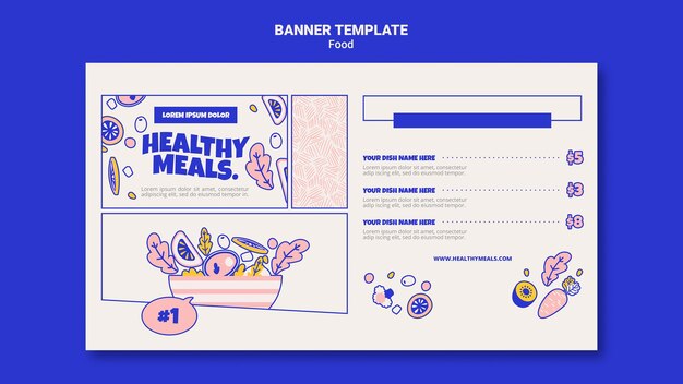 Modèle de bannière horizontale pour des repas sains